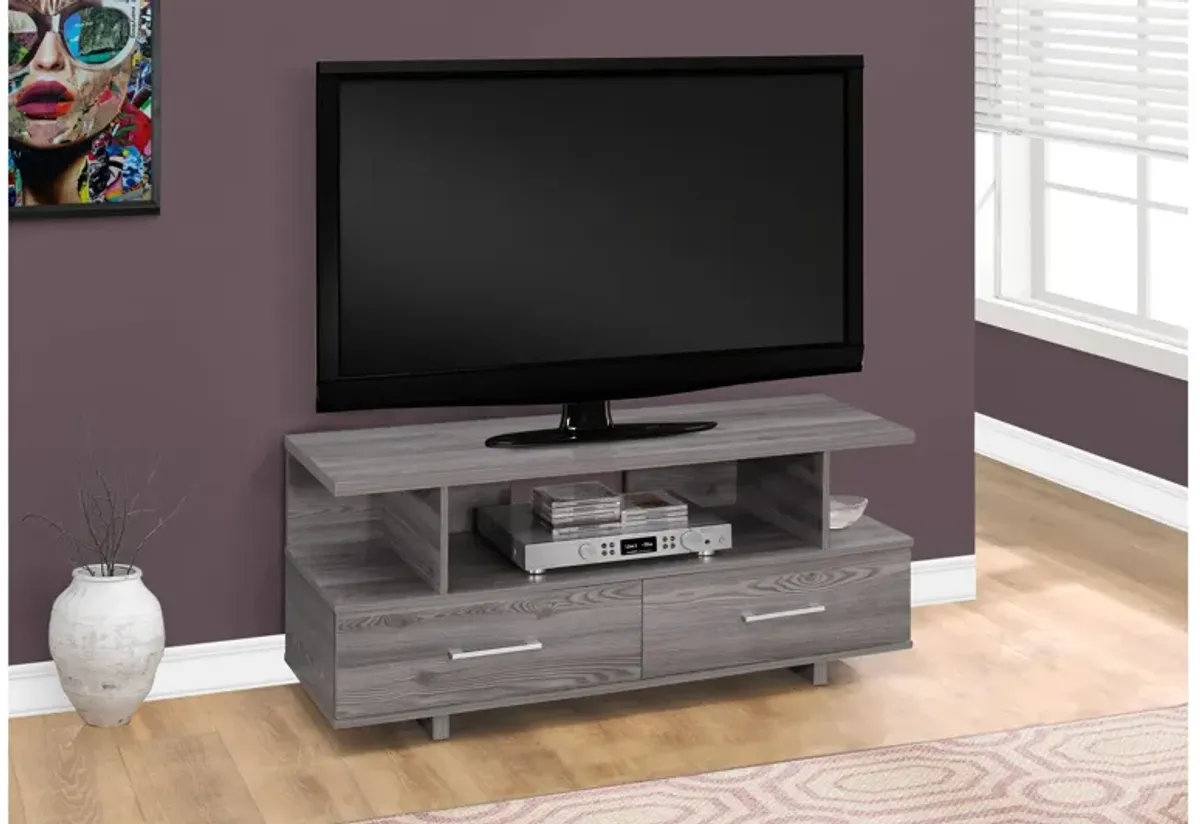 Grey 48" TV Stand with Two Storage Drawers