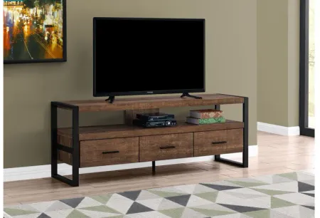 Tv Stand - 60"L / Brown Reclaimed Wood-Look / 3 Drawers