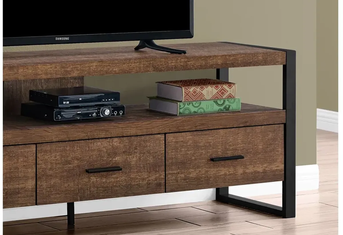 Tv Stand - 60"L / Brown Reclaimed Wood-Look / 3 Drawers