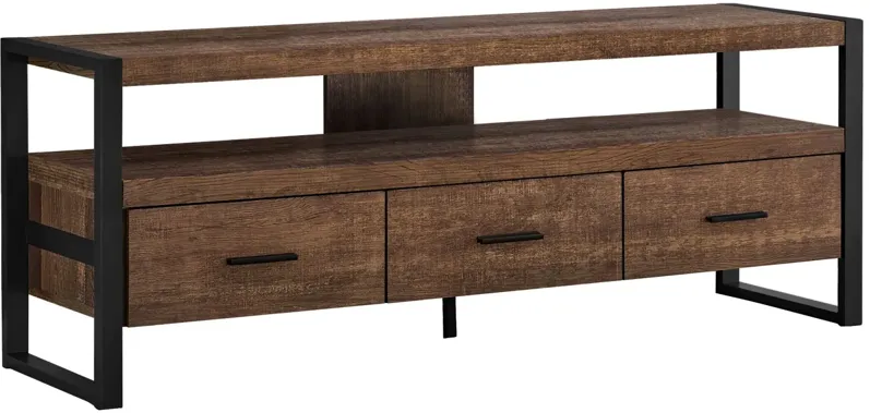 Tv Stand - 60"L / Brown Reclaimed Wood-Look / 3 Drawers