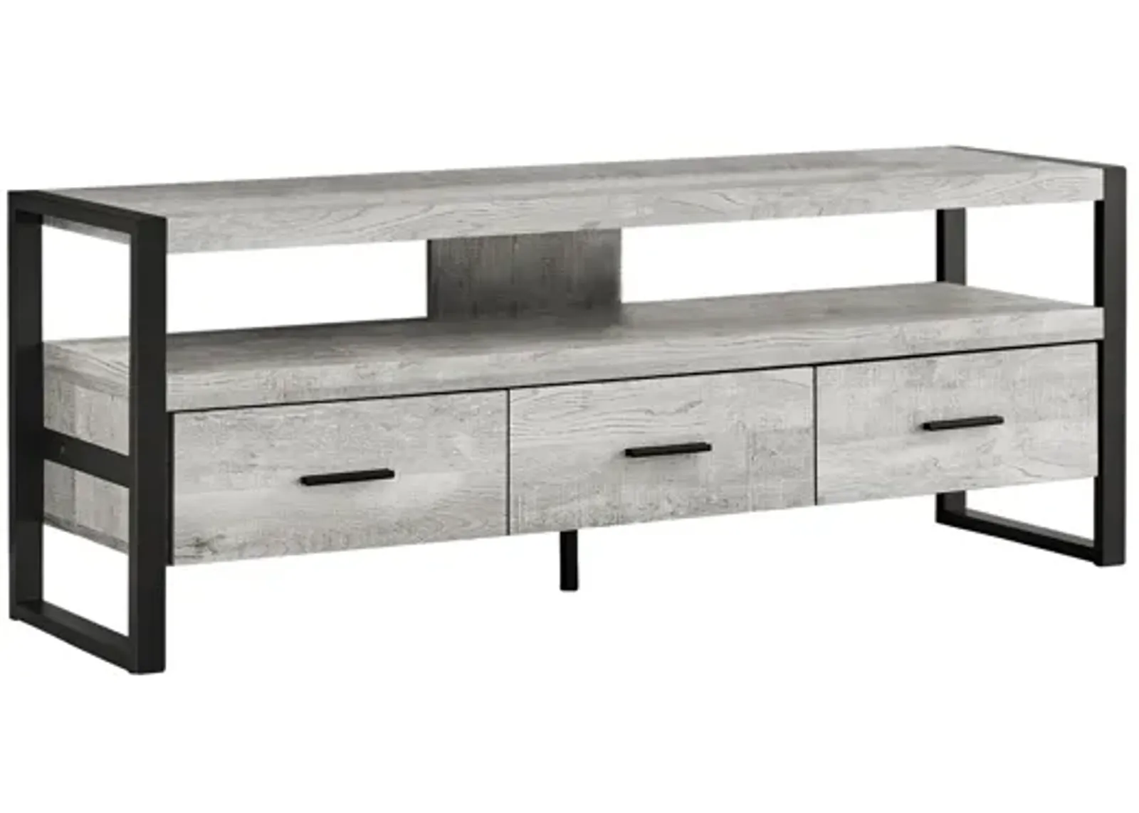 Grey Reclaimed Wood-Look 60" TV Stand with Three Drawers