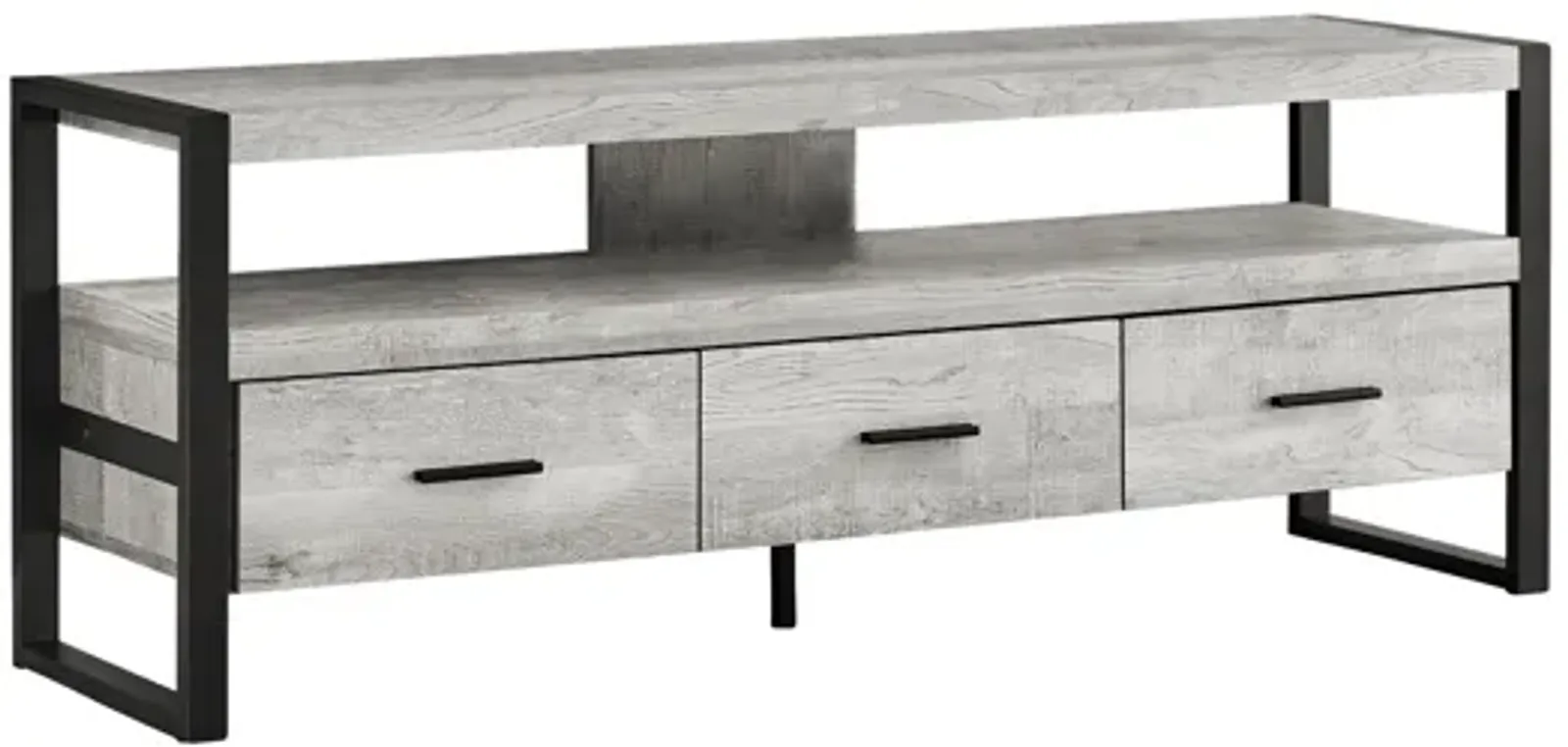 Grey Reclaimed Wood-Look 60" TV Stand with Three Drawers