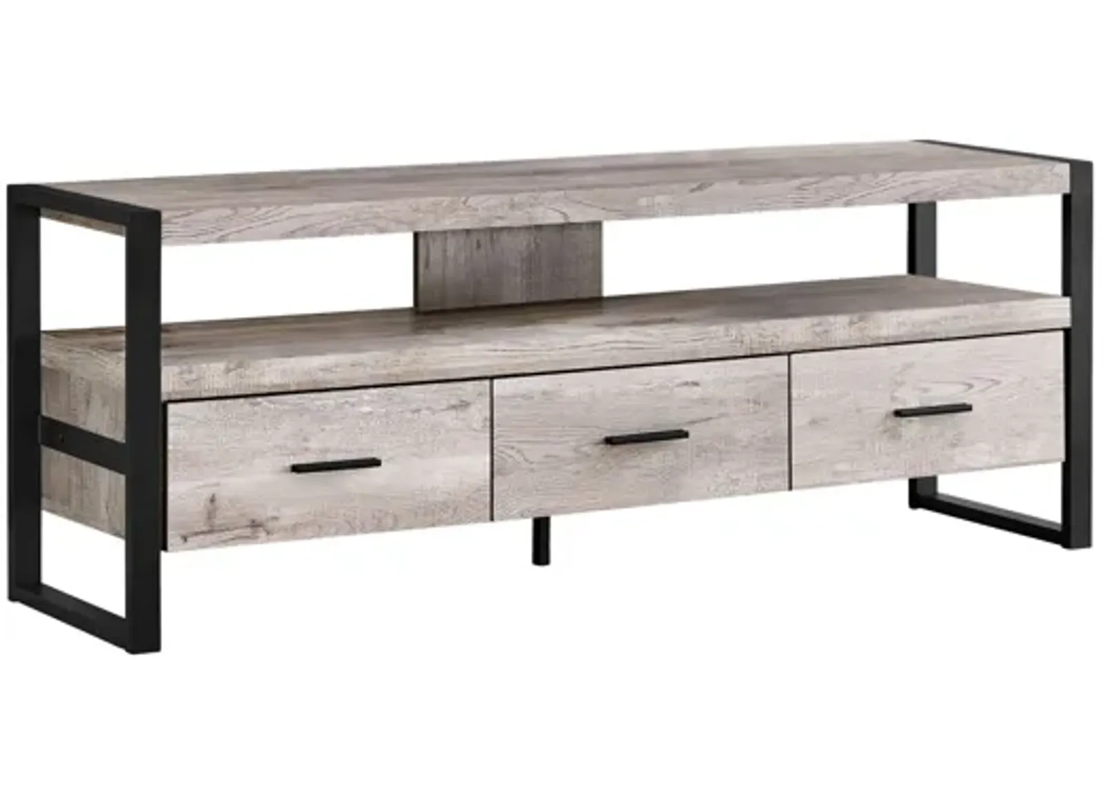 Taupe Reclaimed Wood-Look 60" TV Stand with Three Drawers