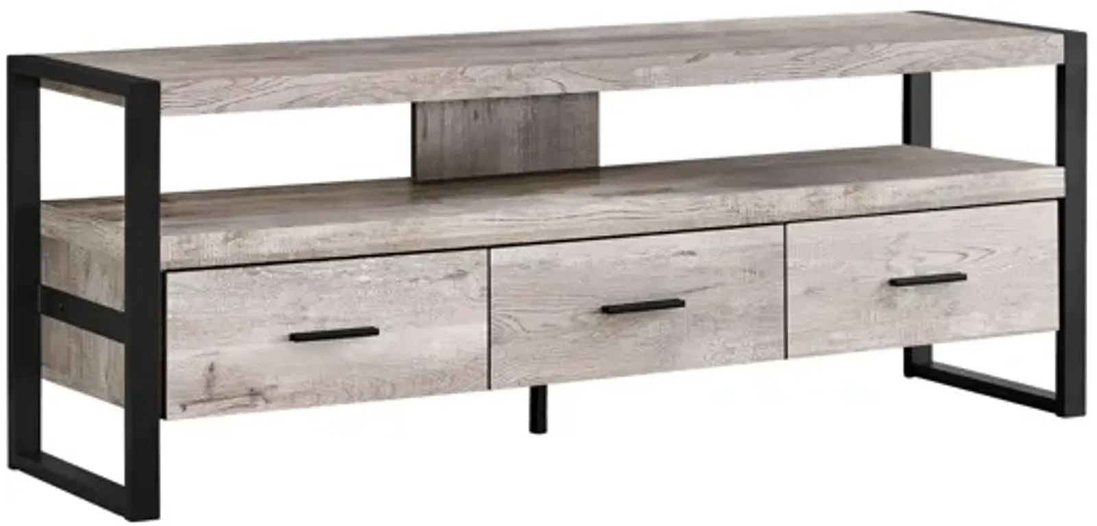 Taupe Reclaimed Wood-Look 60" TV Stand with Three Drawers