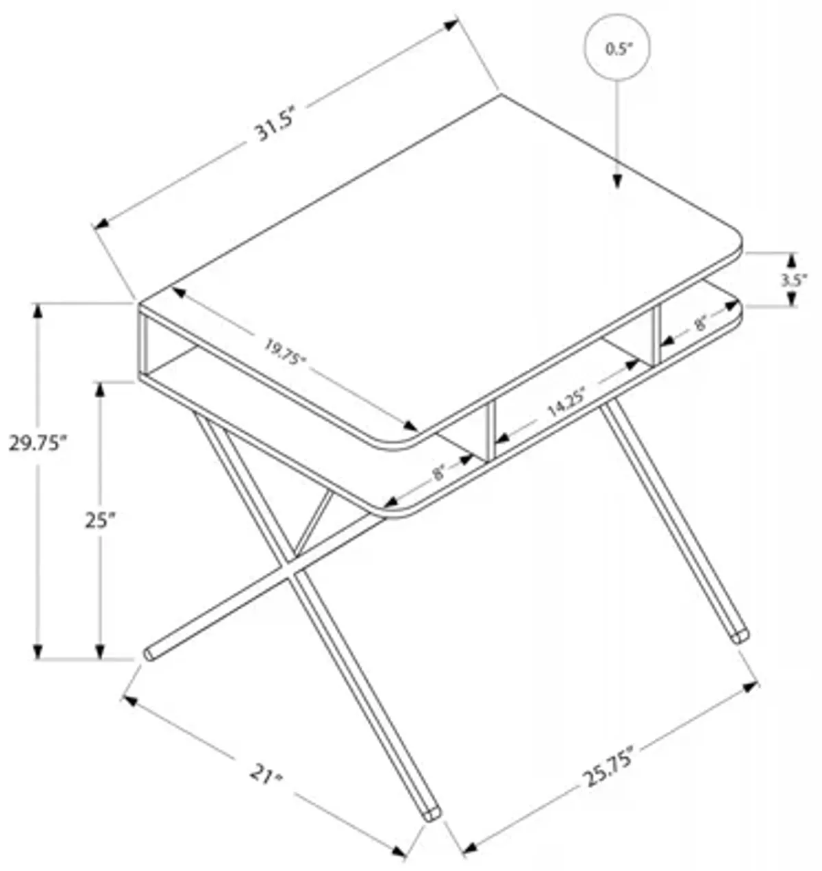 Boulder 31" White Desk