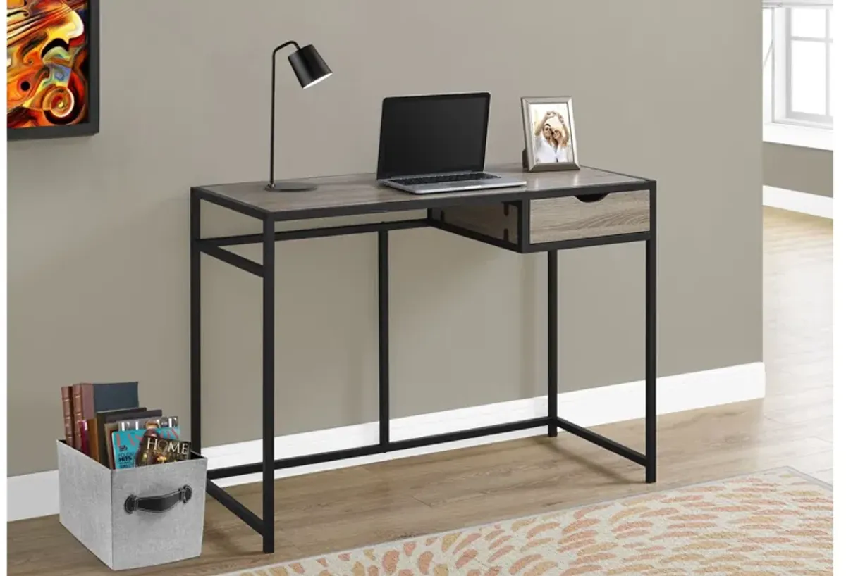 Computer Desk - 42"L / Dark Taupe / Black Metal