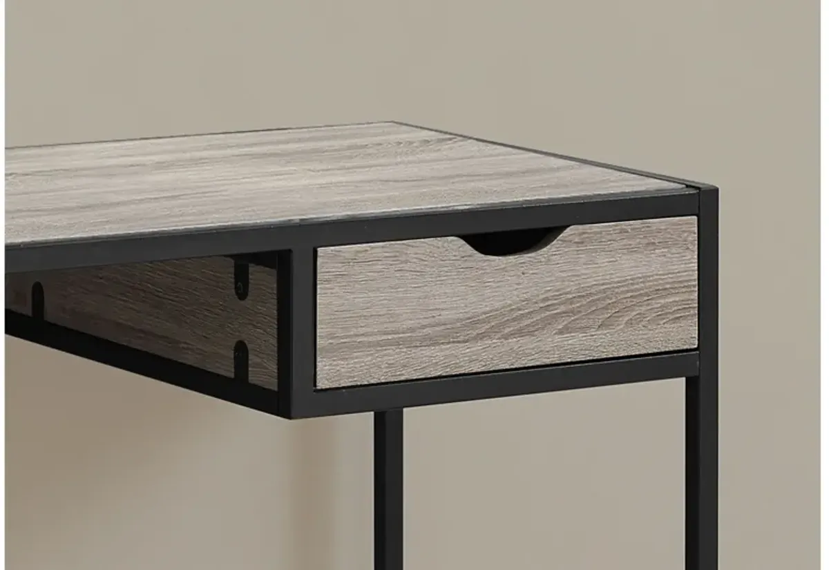 Computer Desk - 42"L / Dark Taupe / Black Metal