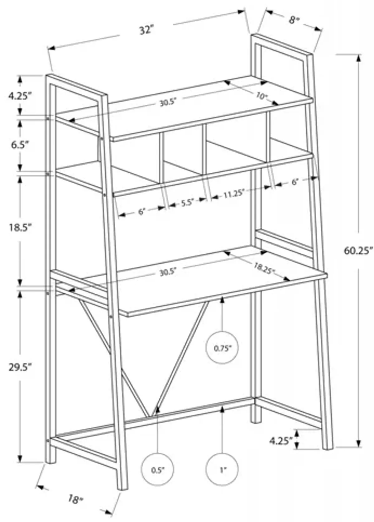 Fiske 32" White Computer Desk