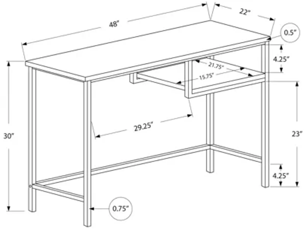 Luna White 48" Metal Computer Desk