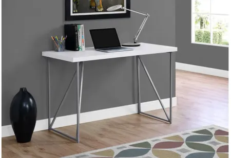48" White and Silver Computer Desk