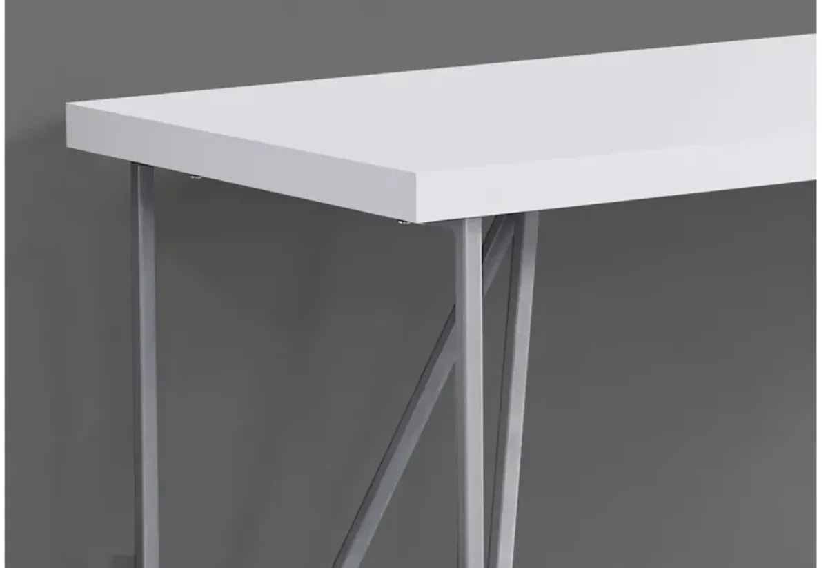 48" White and Silver Computer Desk