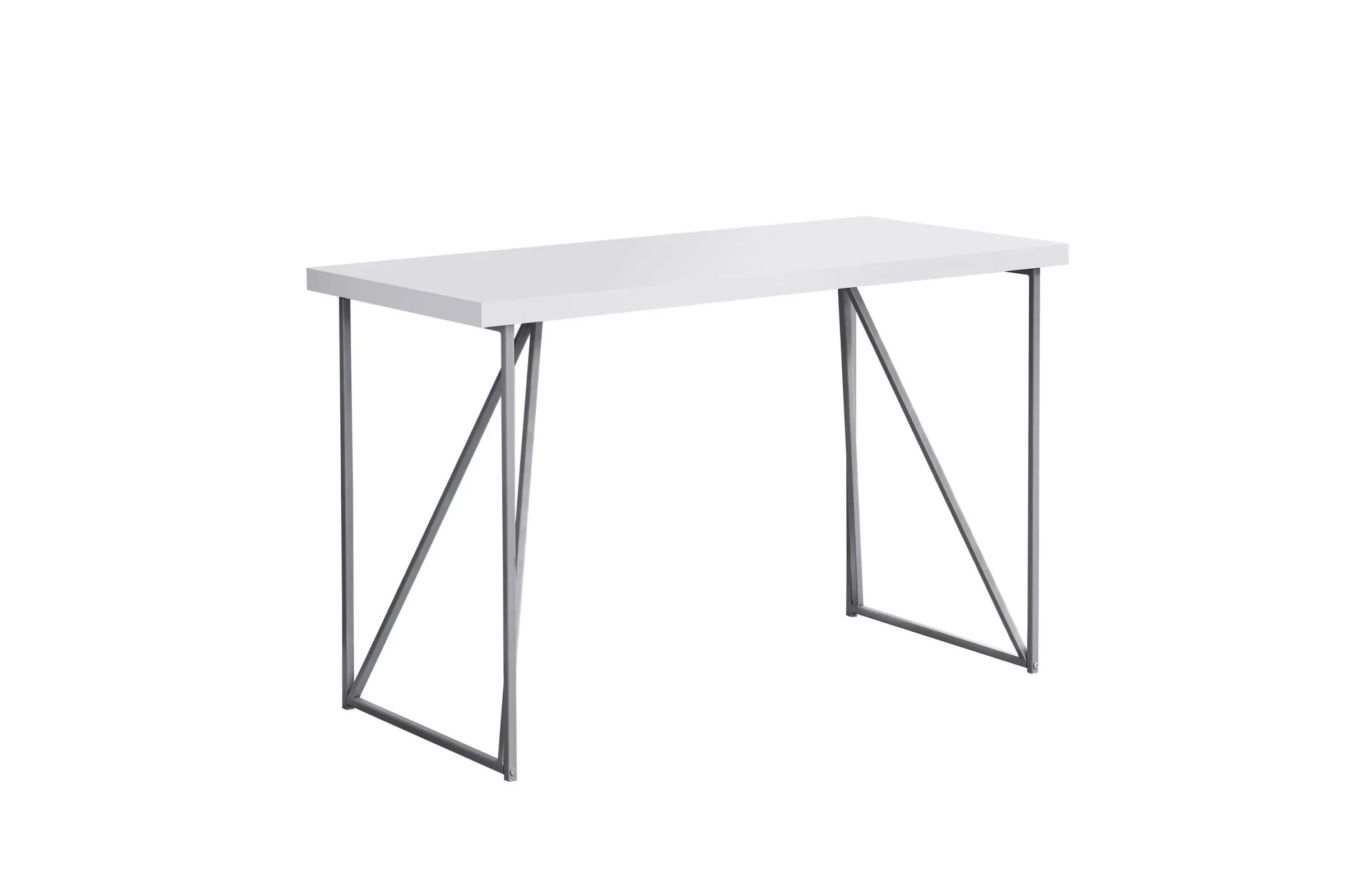 48" White and Silver Computer Desk