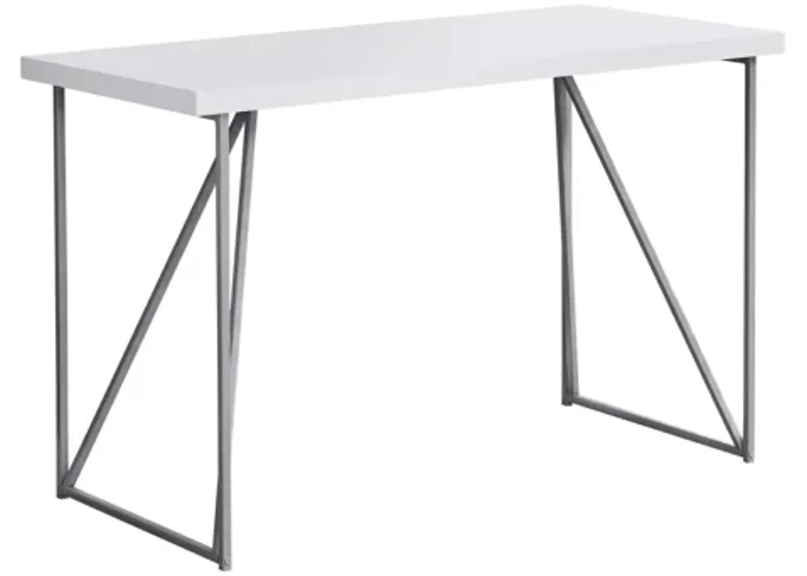 48" White and Silver Computer Desk