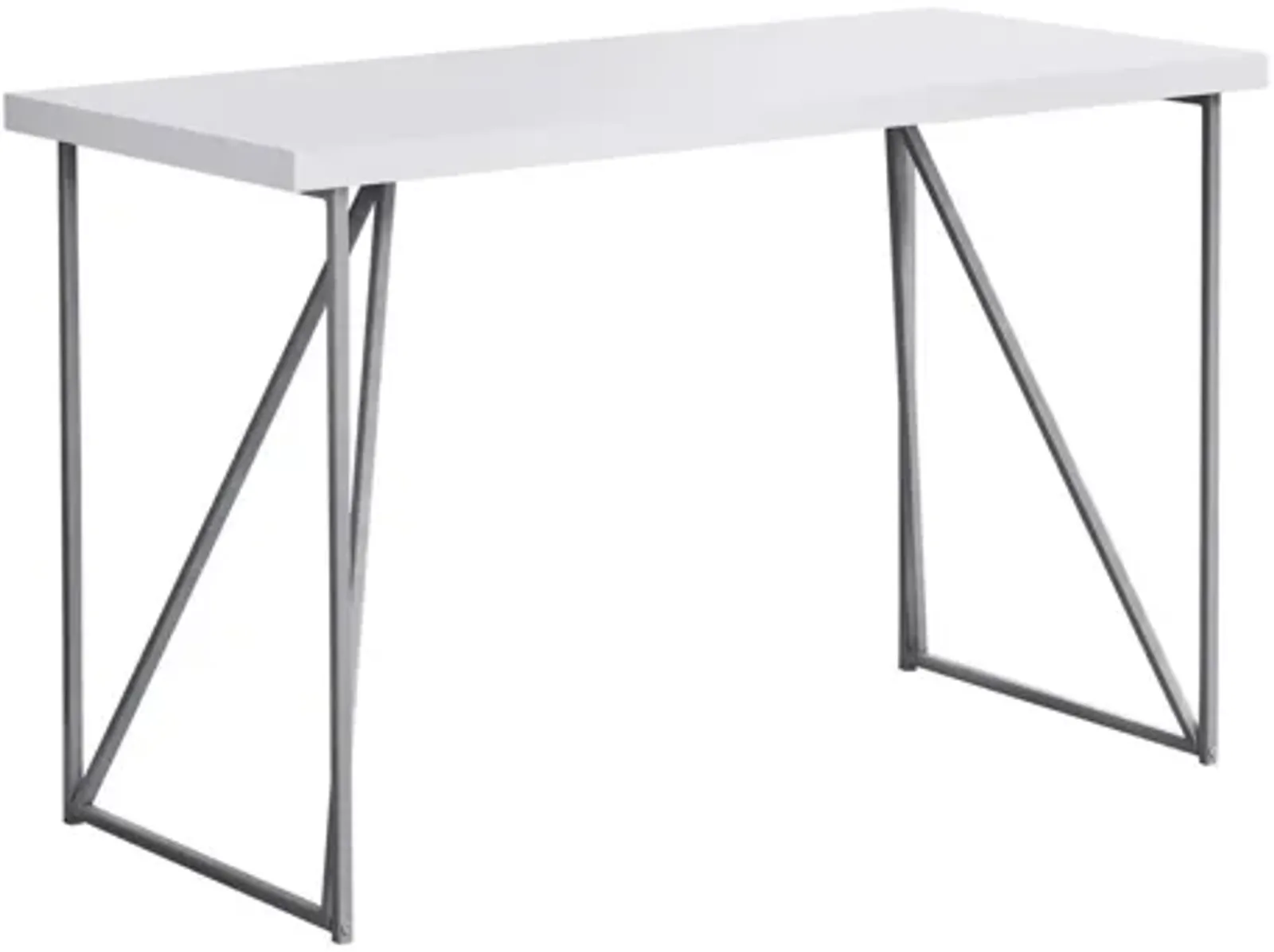 48" White and Silver Computer Desk