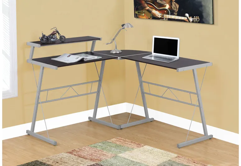 Gia Cappuccino L-Shaped Computer Desk