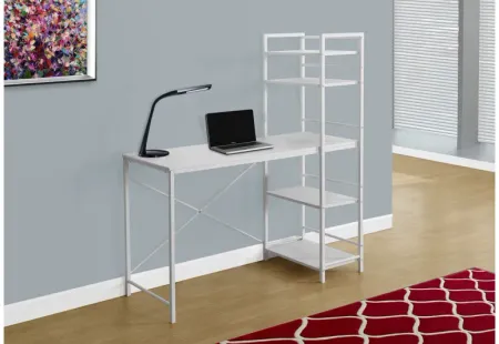 Findler 48" White Computer Desk with Shelves