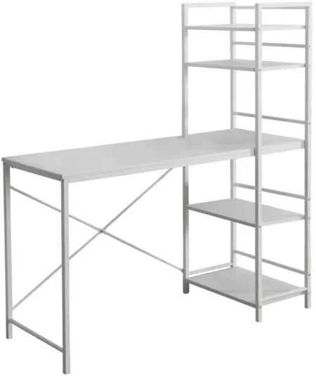 Findler 48" White Computer Desk with Shelves