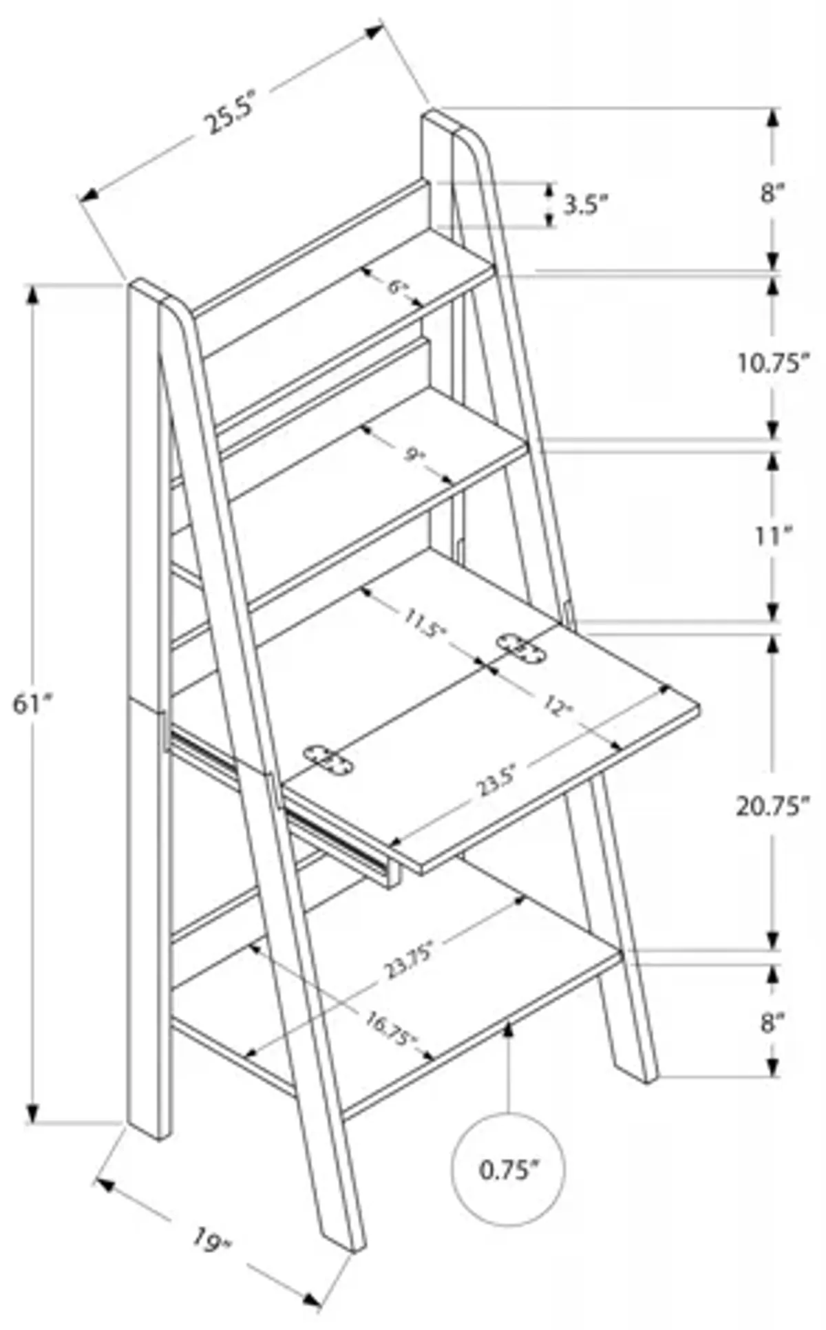 White Ladder Style Computer Desk