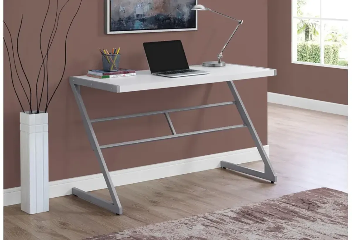 White & Silver Contemporary Computer Desk