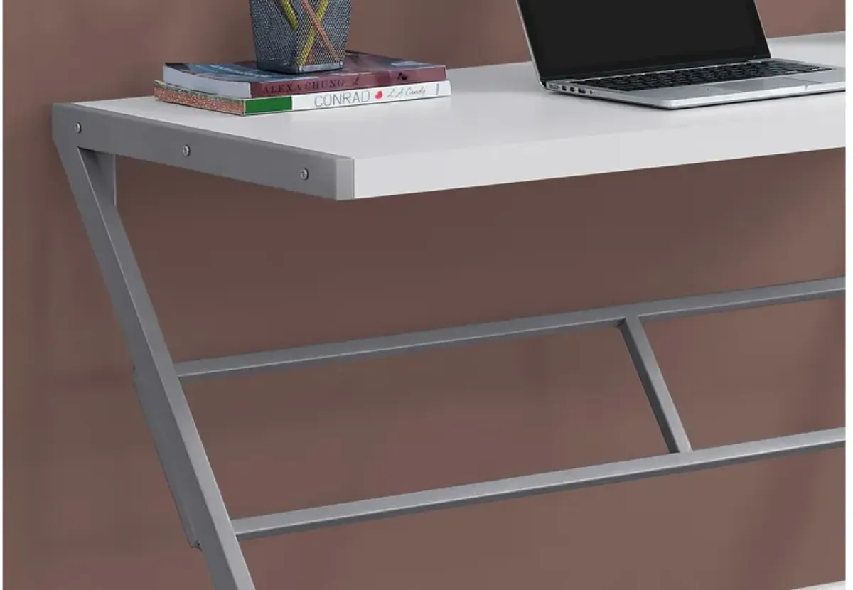 White & Silver Contemporary Computer Desk