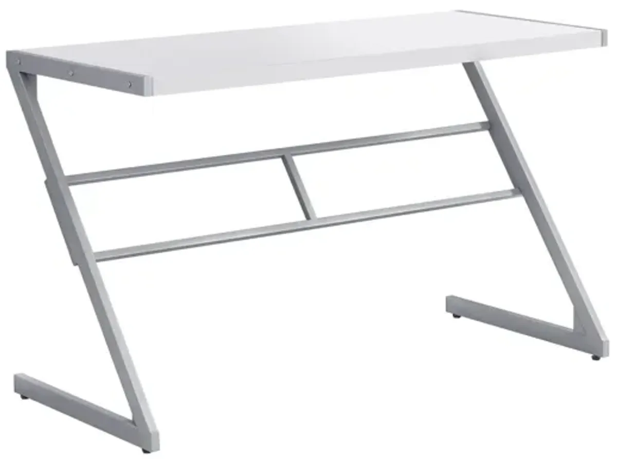 White & Silver Contemporary Computer Desk