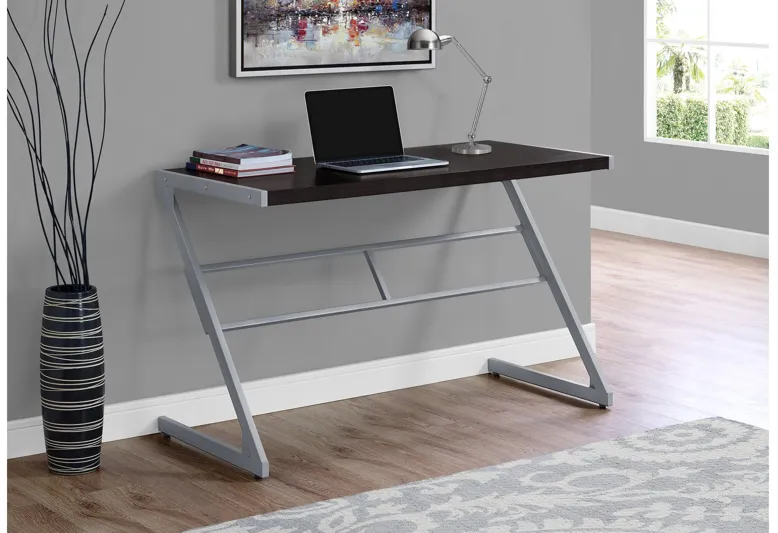 Cappuccino & Silver Metal 48" Computer Desk