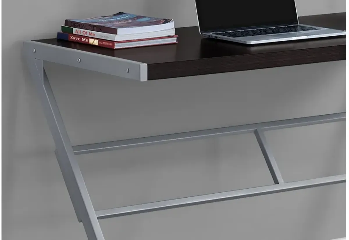 Cappuccino & Silver Metal 48" Computer Desk