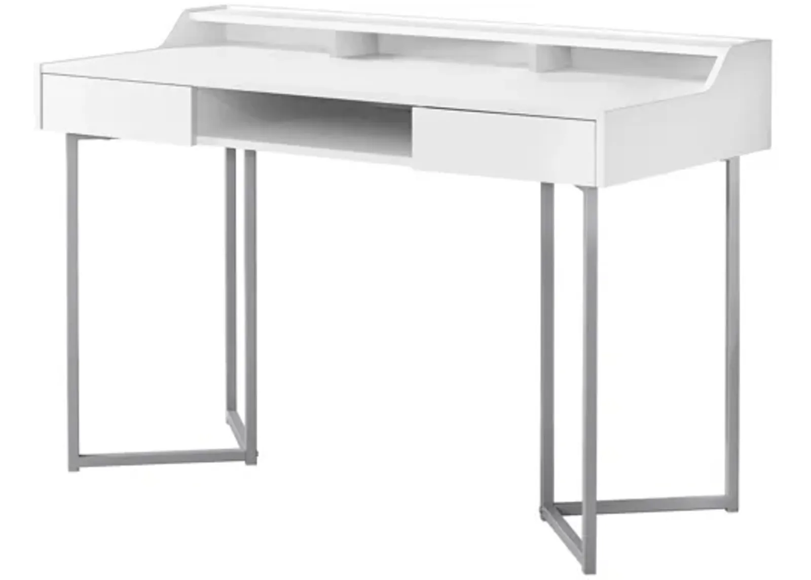 White & Silver Metal Modern 48" Computer Desk