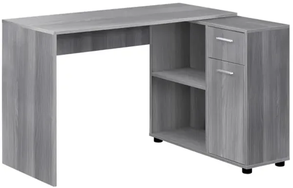 Computer Desk - 46"L / Grey With A Storage Cabinet