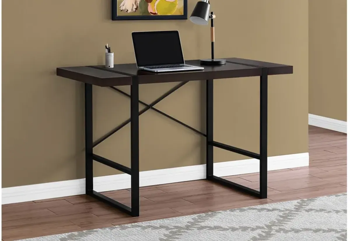 Espresso Black Metal Computer Desk