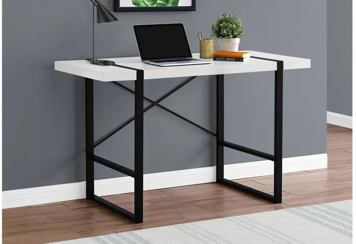 White and Black Metal 48" Computer Desk