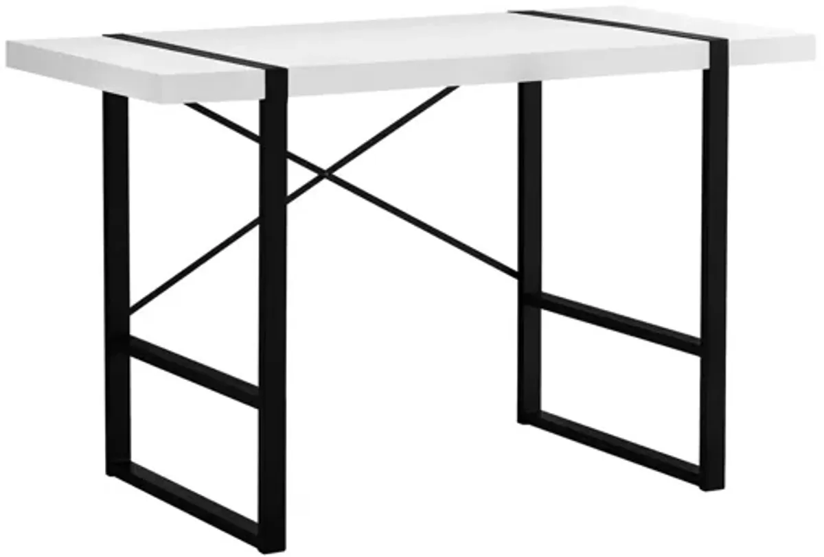 White and Black Metal 48" Computer Desk