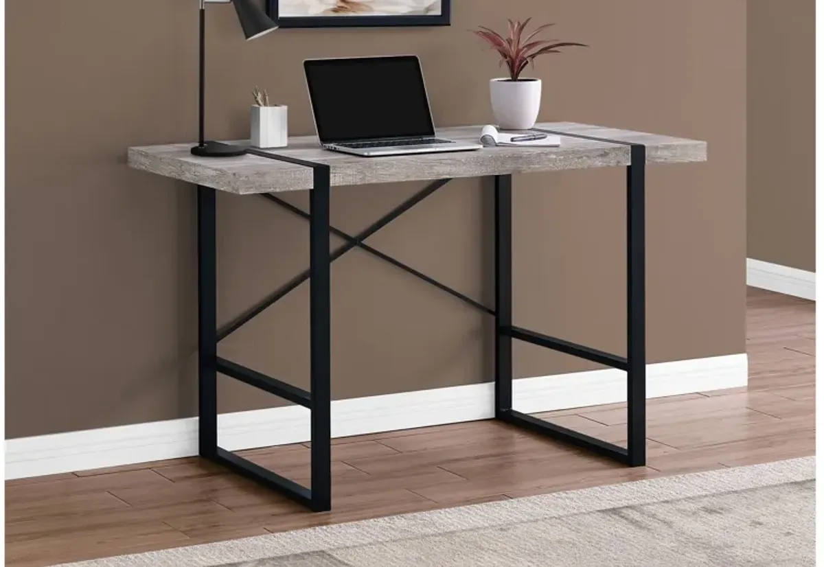 Taupe Reclaimed Wood and Black Metal 48" Computer Desk