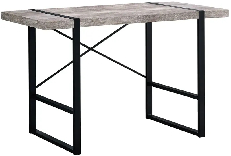 Taupe Reclaimed Wood and Black Metal 48" Computer Desk