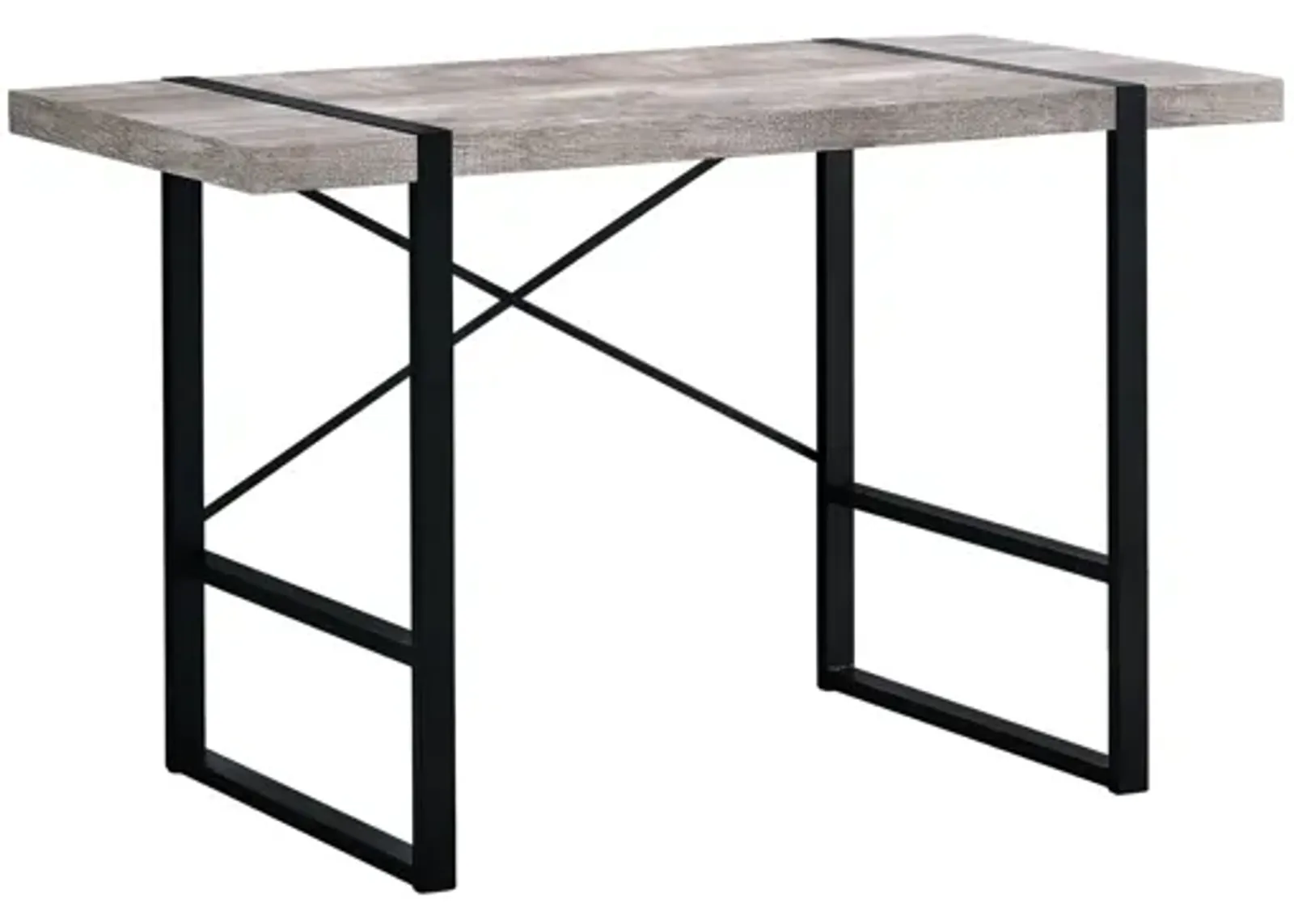 Taupe Reclaimed Wood and Black Metal 48" Computer Desk