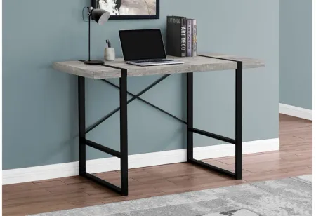 Grey Reclaimed Wood and Black Metal 48" Computer Desk