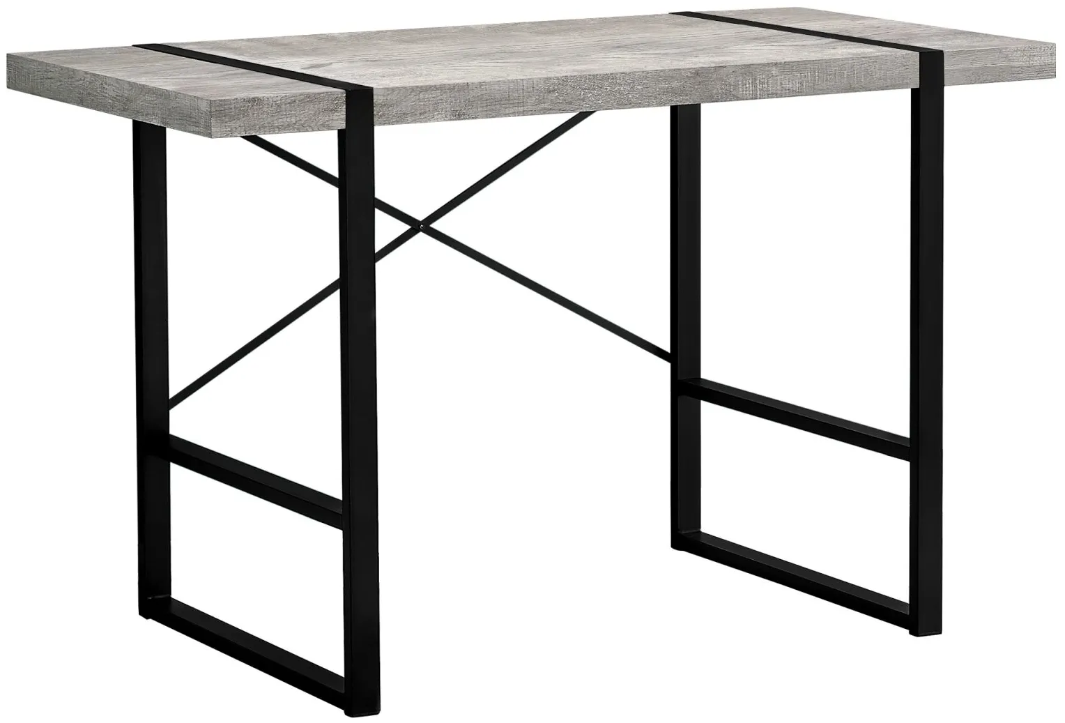 Grey Reclaimed Wood and Black Metal 48" Computer Desk