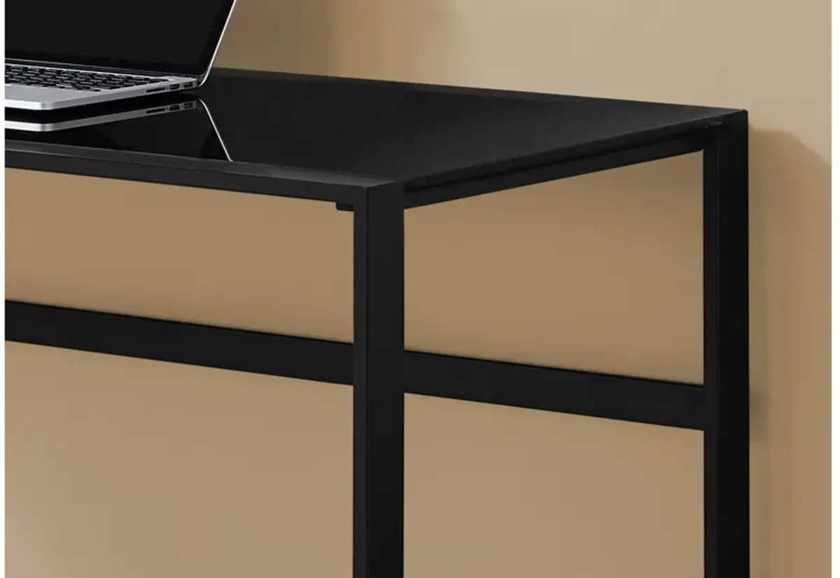 Redfern 48" Black Computer Desk with Tempered Glass Top