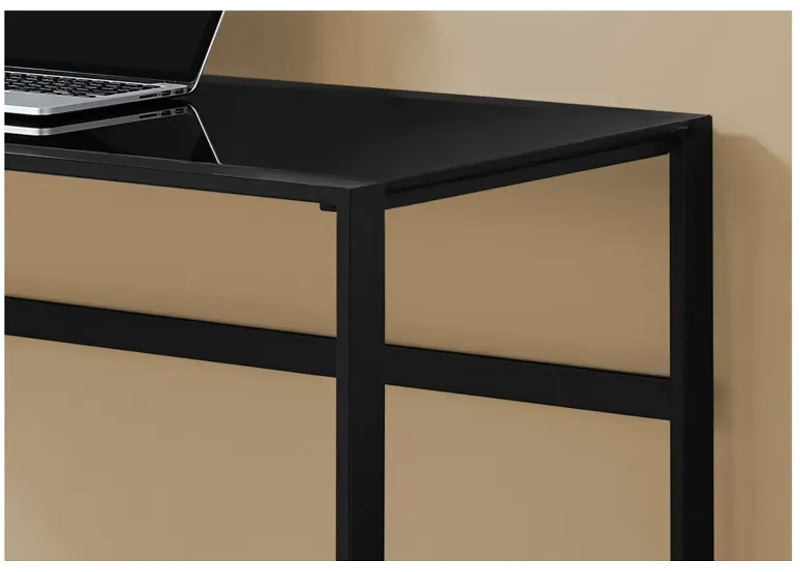 Redfern 48" Black Computer Desk with Tempered Glass Top