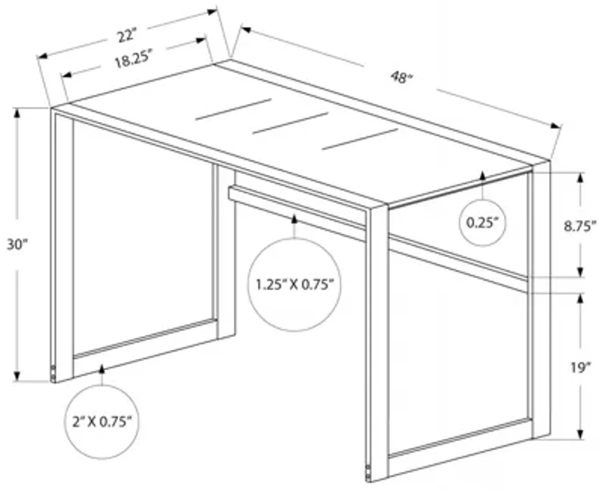 Redfern 48" Black Computer Desk with Tempered Glass Top