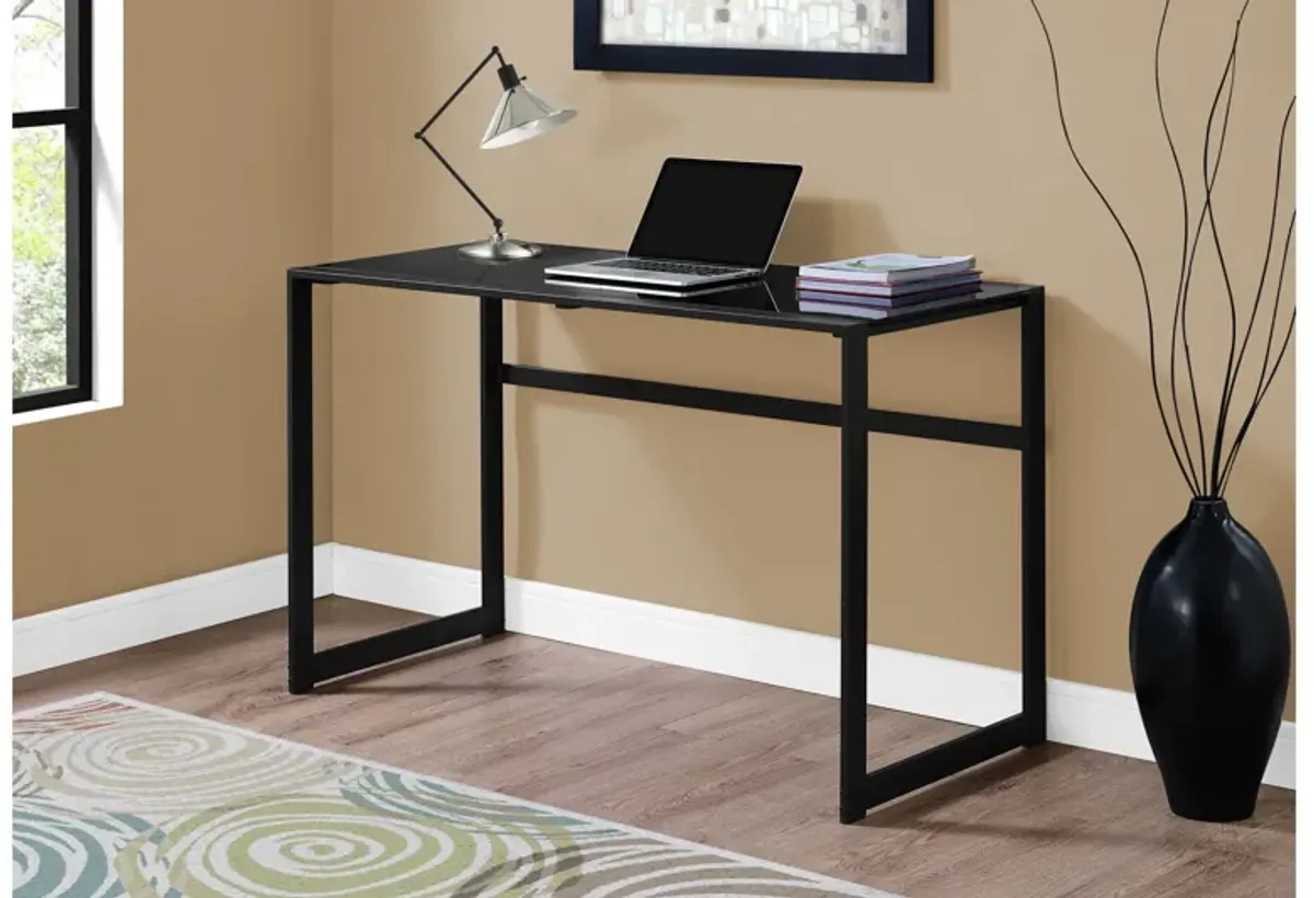 Redfern 48" Black Computer Desk with Tempered Glass Top