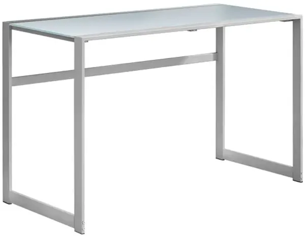 Redfern 48" Silver Computer Desk with Tempered Glass Top