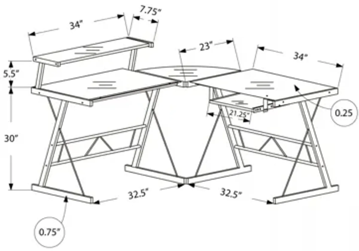 Gia Black L-Shaped Computer Desk