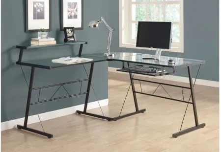 Gia Black L-Shaped Computer Desk