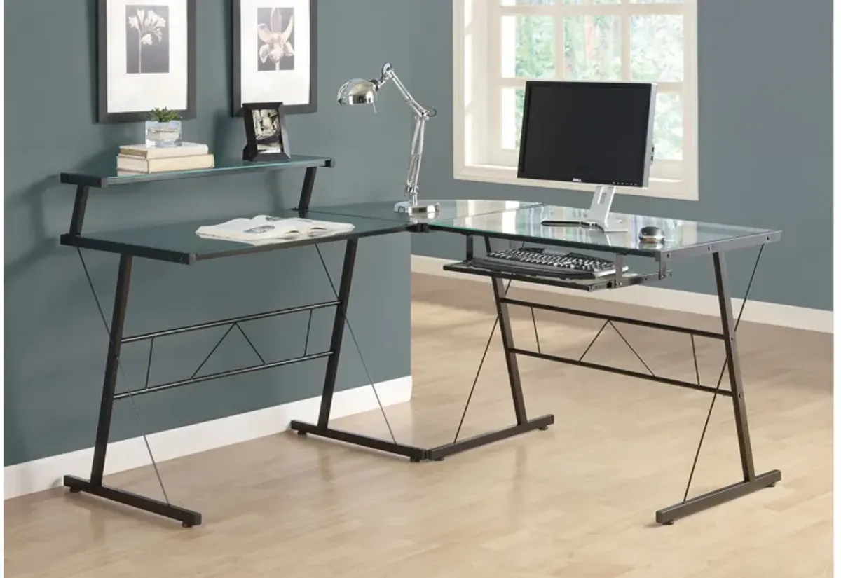 Gia Black L-Shaped Computer Desk