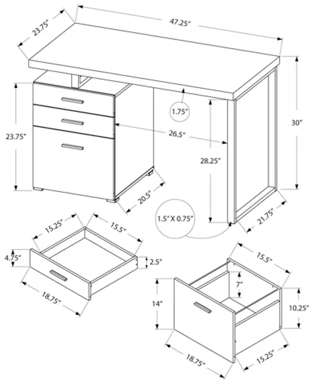 Barron White 48" Desk