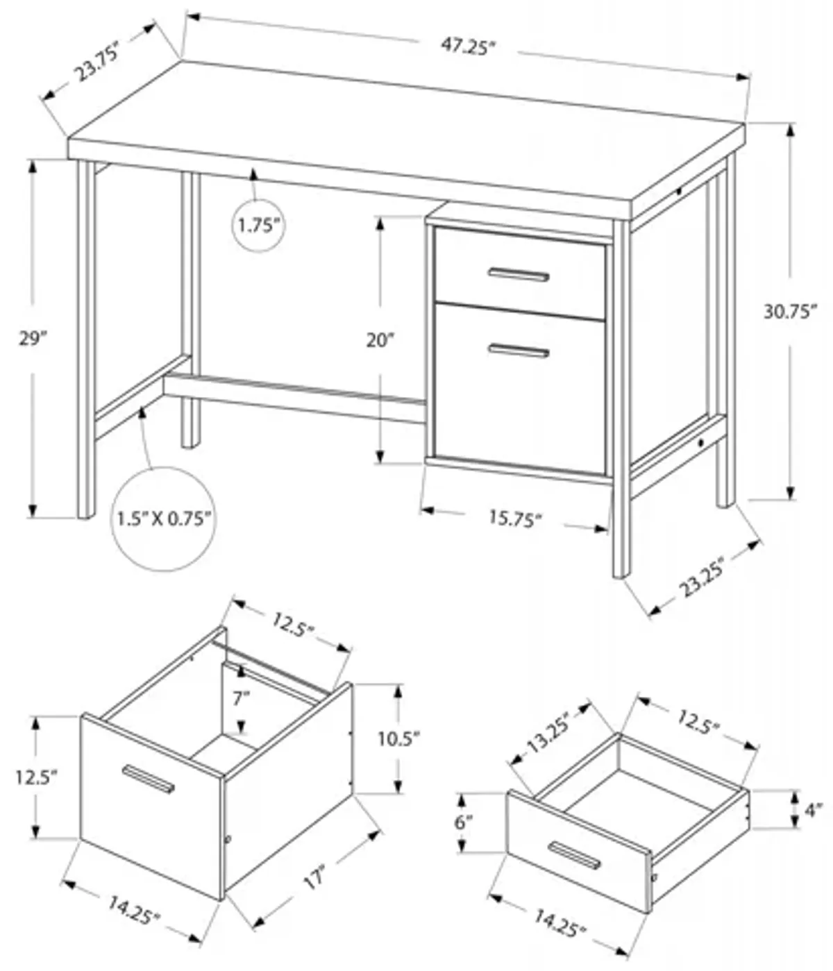 White & Silver Computer Desk