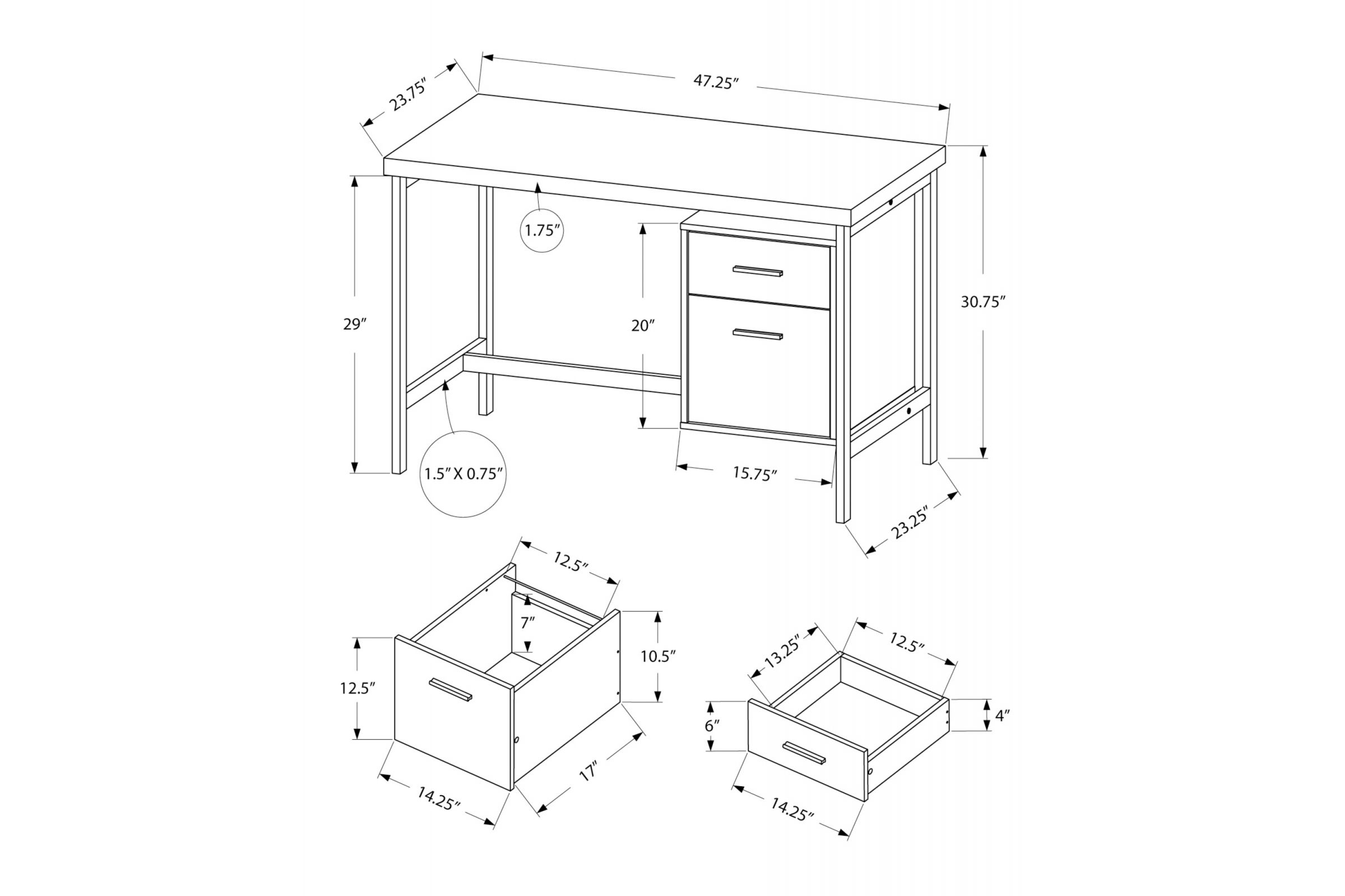 Edmore 48" White Computer Desk