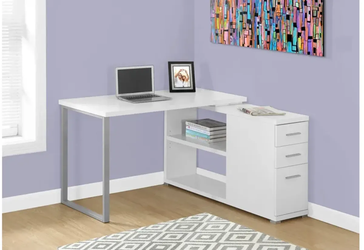 Defer L-Shaped White Computer Desk