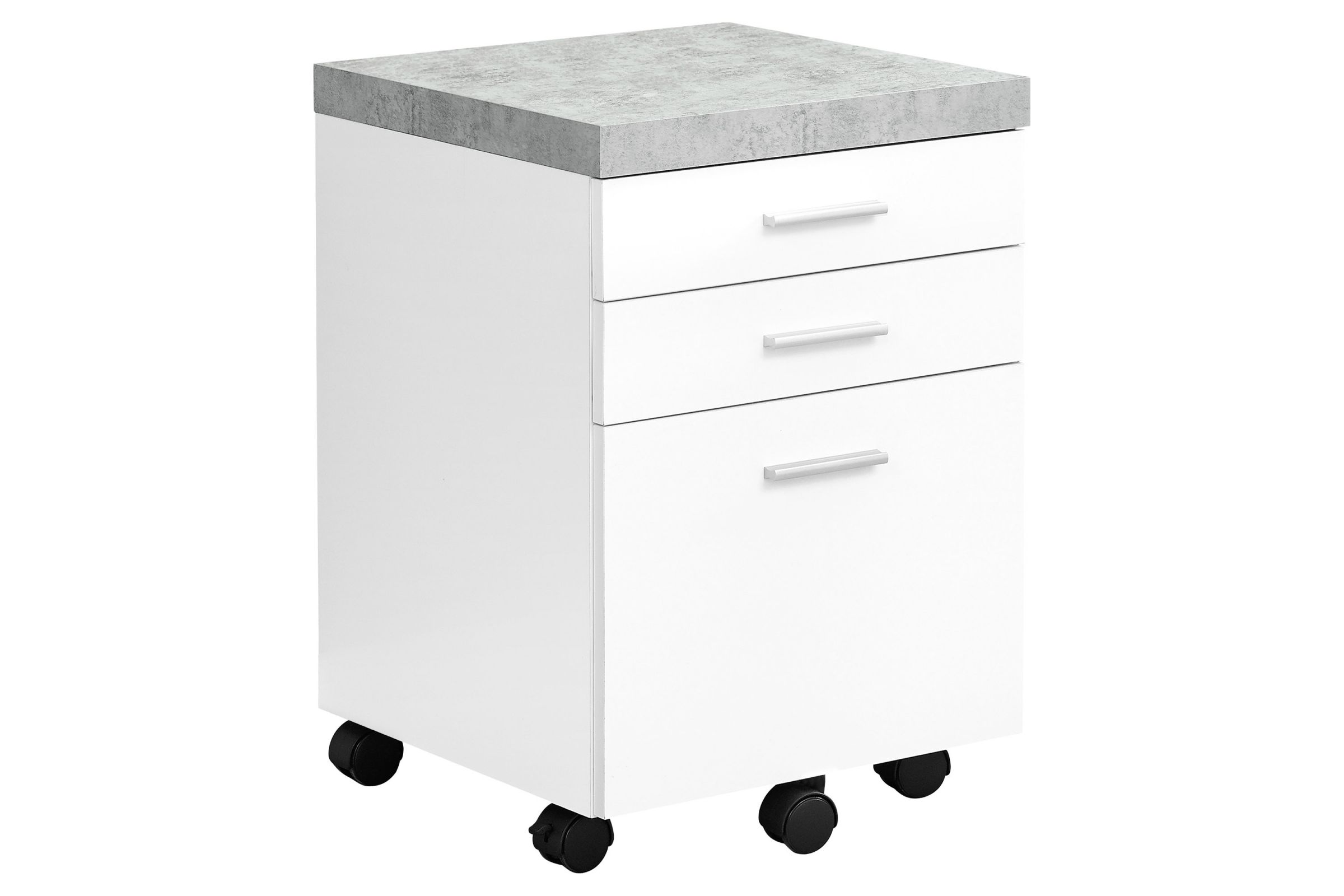 Baylis 3-Drawer White with Faux Cement Top Filing Cabinet